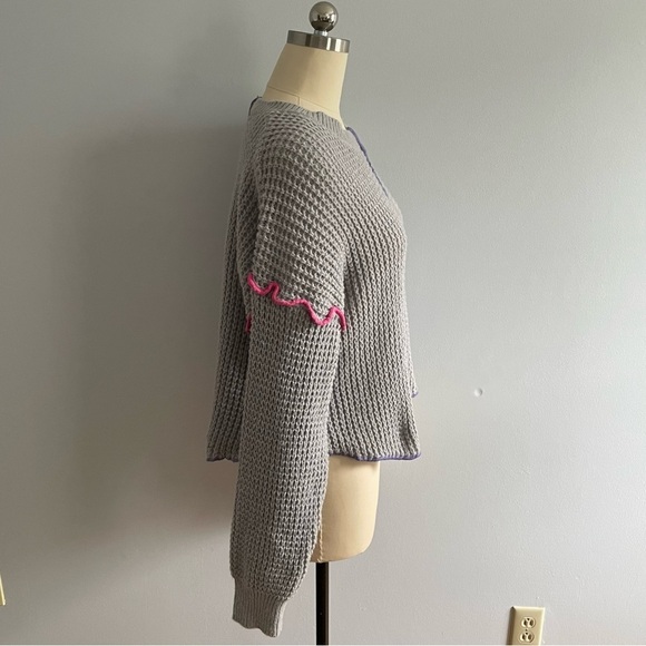 New In Colorful Trim Pullover Crew Neck Sweater- Size Large- NWT - Picture 9 of 12